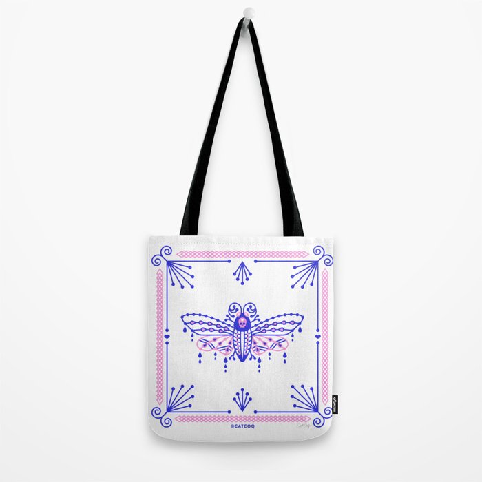 Death's Head Hawkmoth - Indigo & Pink Palette Tote Bag Gallery Image 2