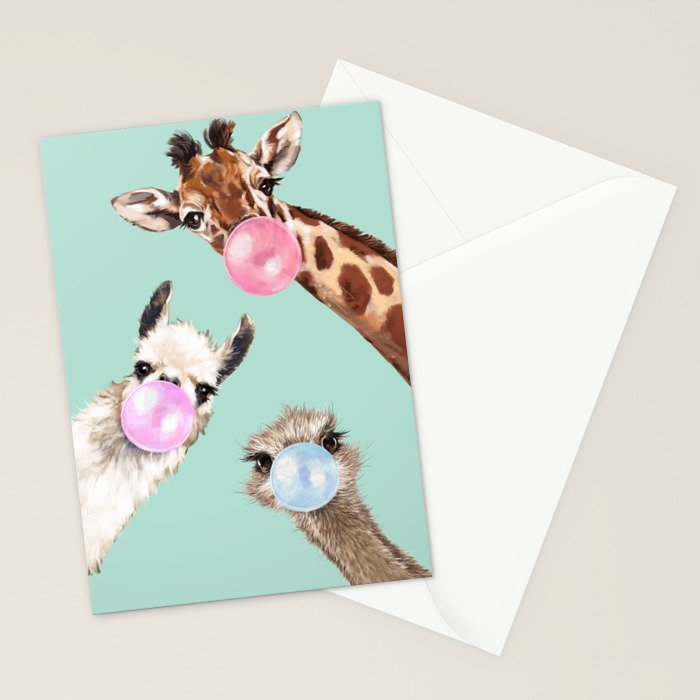 Bubblegum Gangs in Green Stationery Card Gallery Image 2