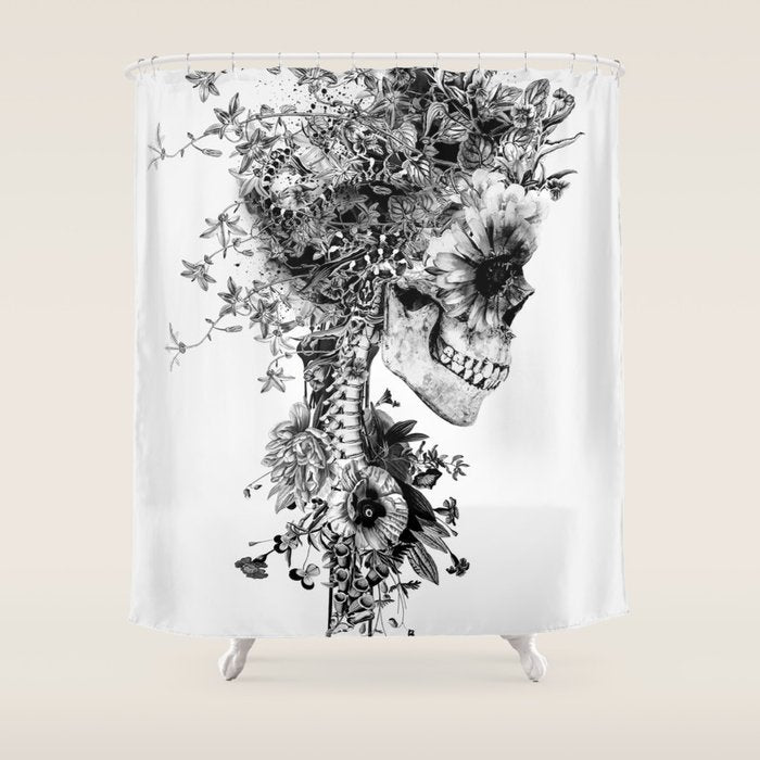Skull BW Shower Curtain Gallery Image 1