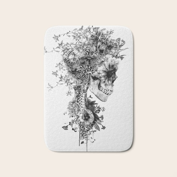 Skull BW Bath Mat Gallery Image 1