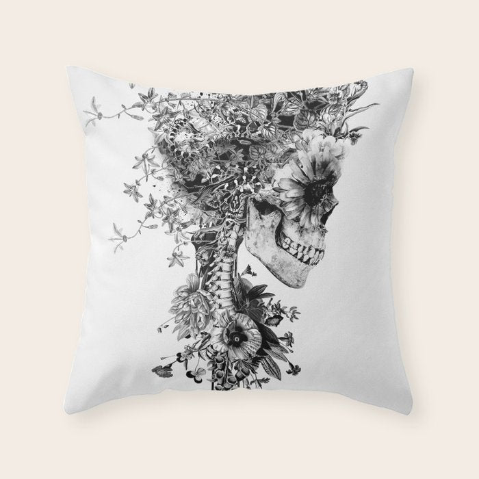 Skull BW Throw Pillow Gallery Image 6