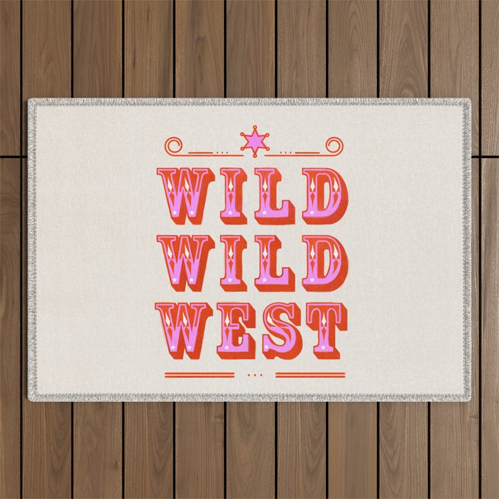 Wild Wild West Cowboy Typography Outdoor Rug Gallery Image 1