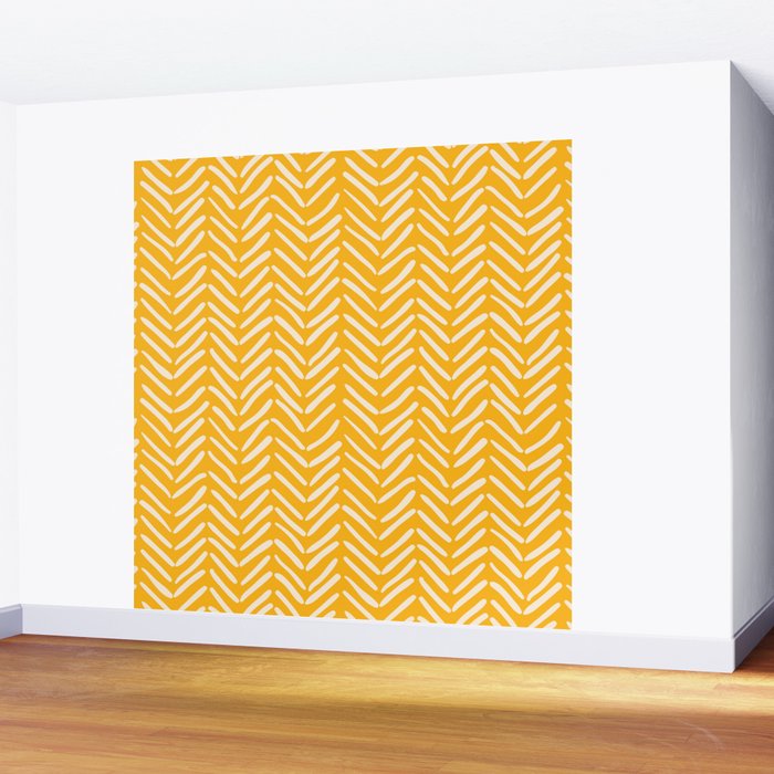 Arrow Lines Pattern in Mustard Yellow shades 1 Wall Mural Gallery Image 2