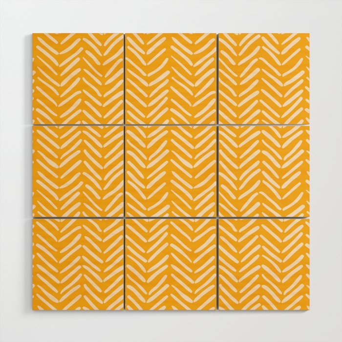 Arrow Lines Pattern in Mustard Yellow shades 1 Wood Wall Art Gallery Image 1
