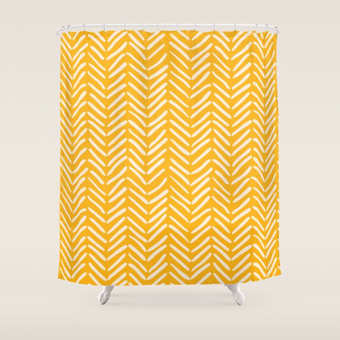 Arrow Lines Pattern in Mustard Yellow shades 1 Shower Curtain Gallery Image 1