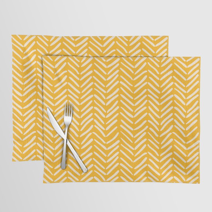 Arrow Lines Pattern in Mustard Yellow shades 1 Placemat Gallery Image 1