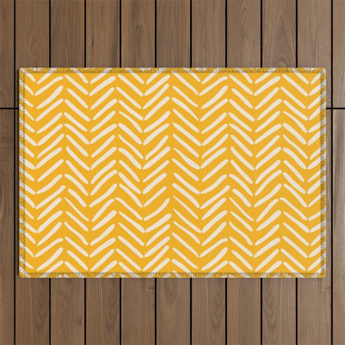 Arrow Lines Pattern in Mustard Yellow shades 1 Outdoor Rug Gallery Image 1