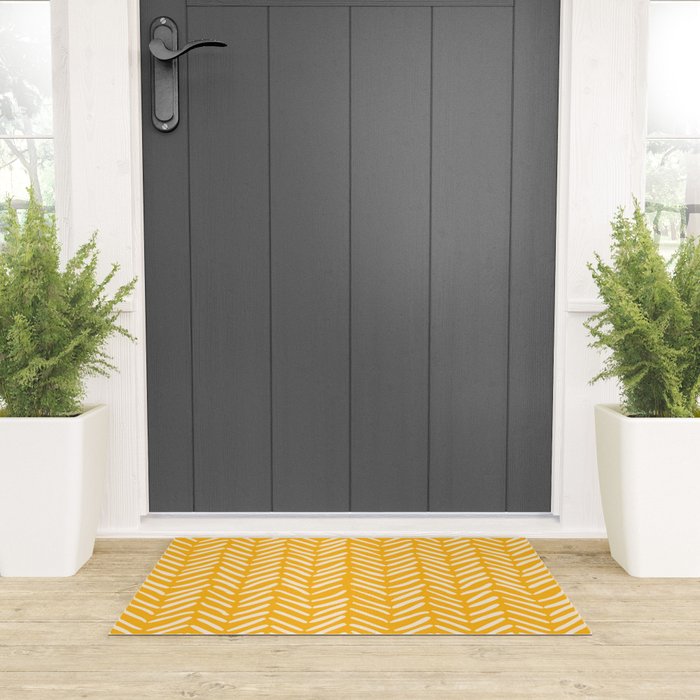 Arrow Lines Pattern in Mustard Yellow shades 1 Welcome Mat Gallery Image 3