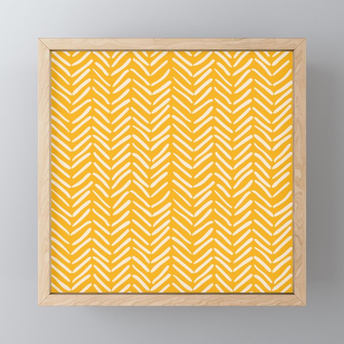 Arrow Lines Pattern in Mustard Yellow shades 1 Mini Art Print Gallery Image 1