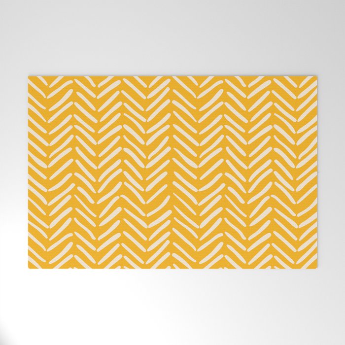 Arrow Lines Pattern in Mustard Yellow shades 1 Welcome Mat Gallery Image 1