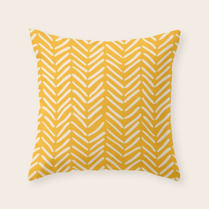 Arrow Lines Pattern in Mustard Yellow shades 1 Throw Pillow Gallery Image 6