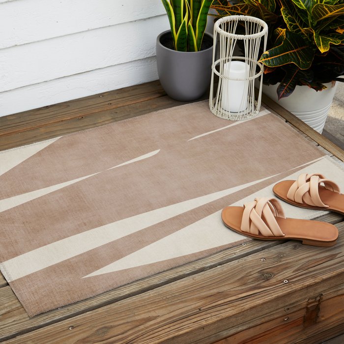 Light Brown Modern Minimalist Abstract Outdoor Rug Gallery Image 2