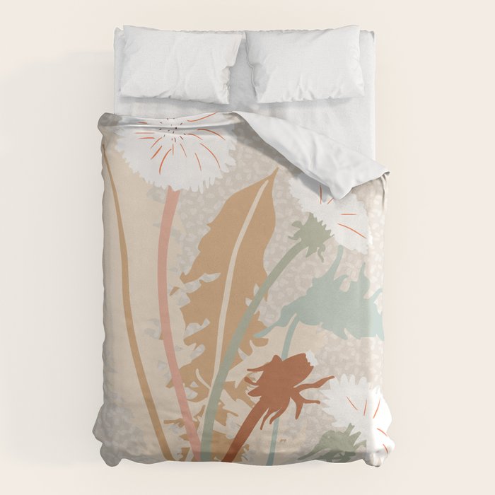 Big flower Dandelion blossom modern illustration rusty terracotta Duvet Cover Gallery Image 6