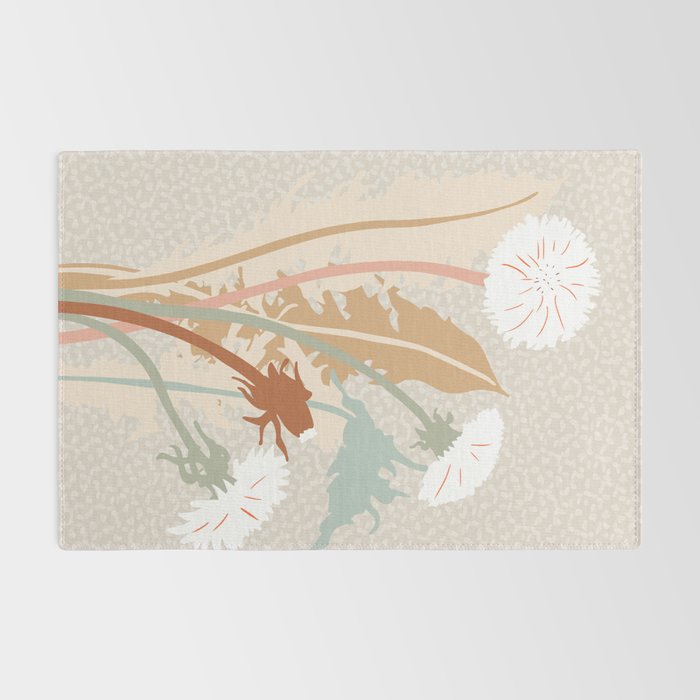 Big flower Dandelion blossom modern illustration rusty terracotta Rug Gallery Image 2