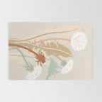 Big flower Dandelion blossom modern illustration rusty terracotta Rug Gallery Image 2