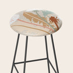 Big flower Dandelion blossom modern illustration rusty terracotta Stool Gallery Image 2