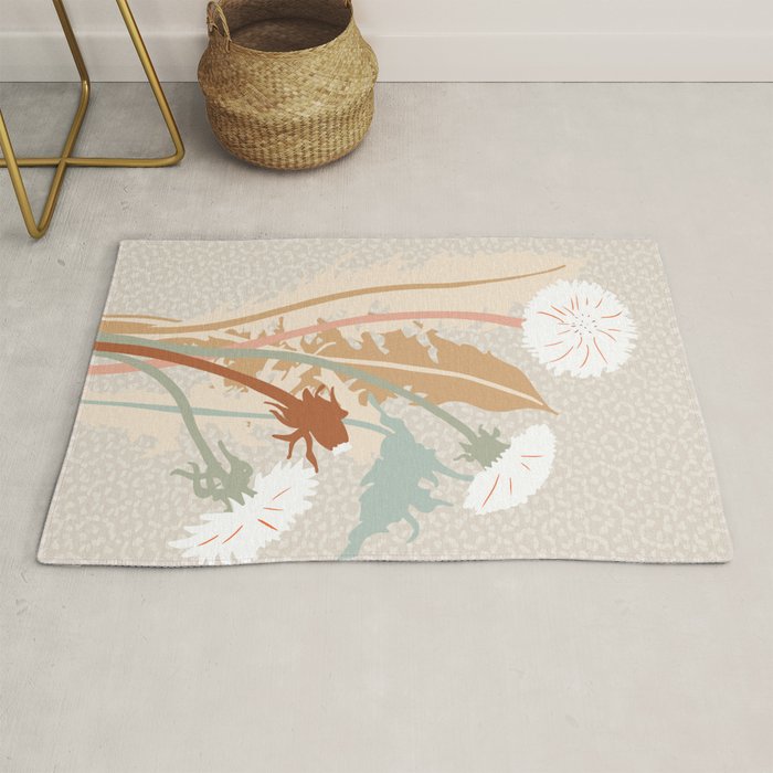 Big flower Dandelion blossom modern illustration rusty terracotta Rug Gallery Image 1