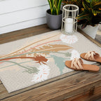 Big flower Dandelion blossom modern illustration rusty terracotta Outdoor Rug Gallery Image 2