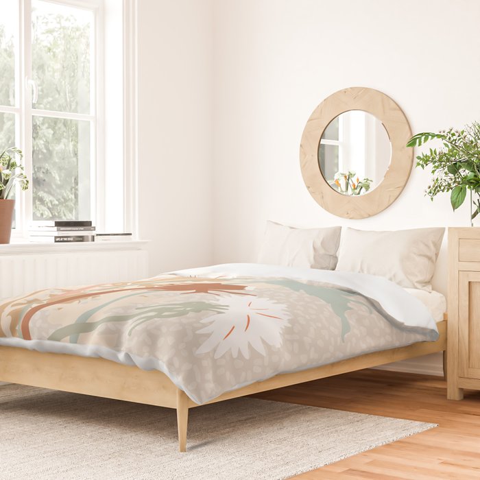 Big flower Dandelion blossom modern illustration rusty terracotta Duvet Cover Gallery Image 2