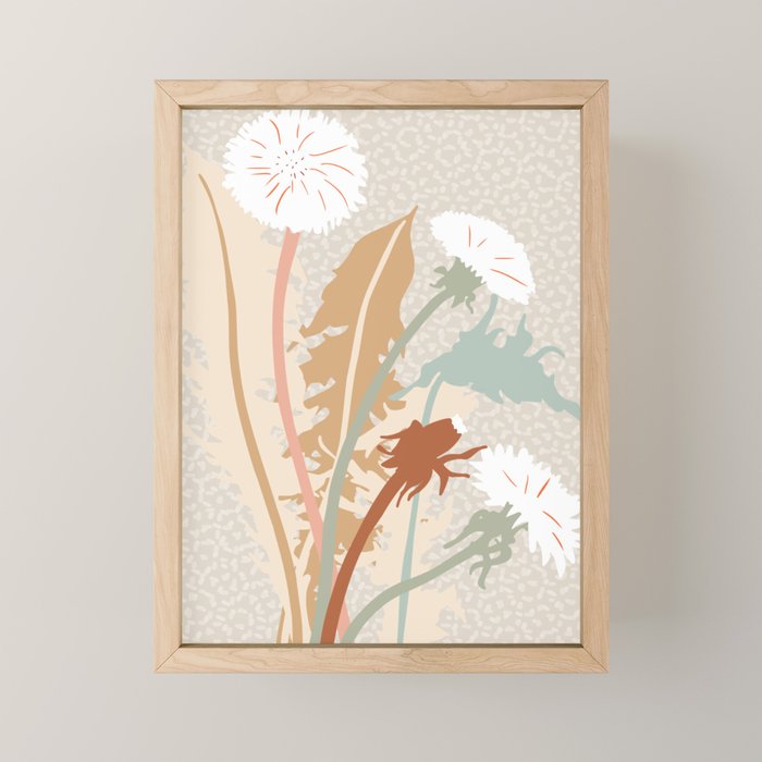 Big flower Dandelion blossom modern illustration rusty terracotta Mini Art Print Gallery Image 1
