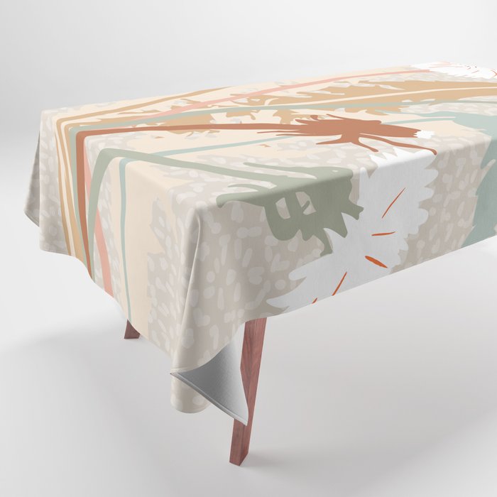 Big flower Dandelion blossom modern illustration rusty terracotta Tablecloth Gallery Image 1