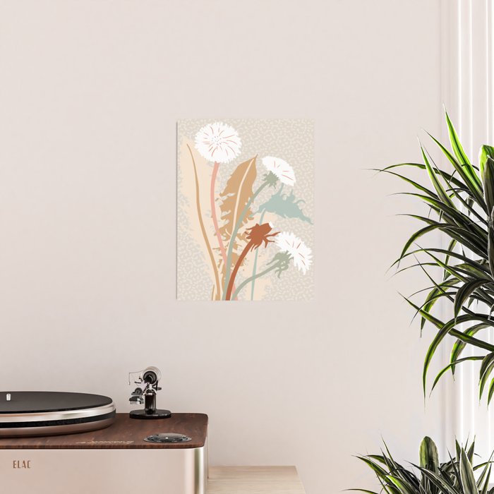 Big flower Dandelion blossom modern illustration rusty terracotta Poster Gallery Image 2
