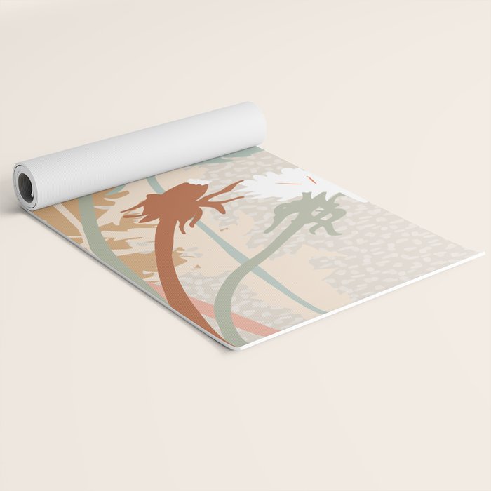 Big flower Dandelion blossom modern illustration rusty terracotta Yoga Mat Gallery Image 2
