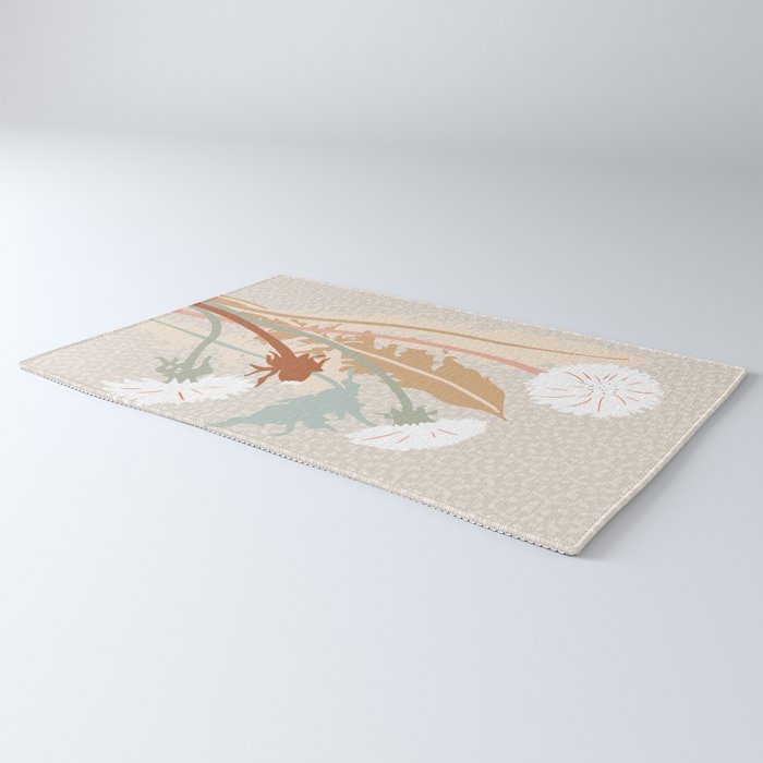 Big flower Dandelion blossom modern illustration rusty terracotta Rug Gallery Image 3