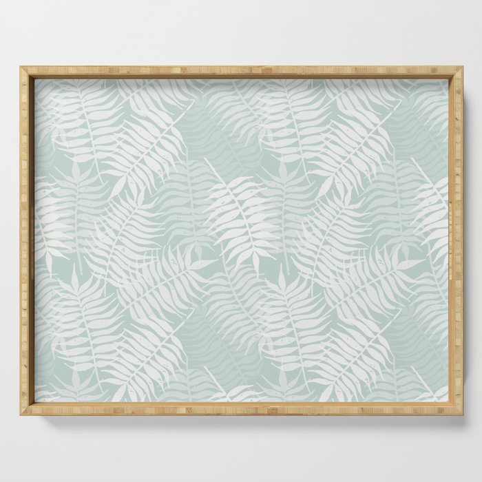 Palm Leaves . Soft Aqua Serving Tray Gallery Image 1