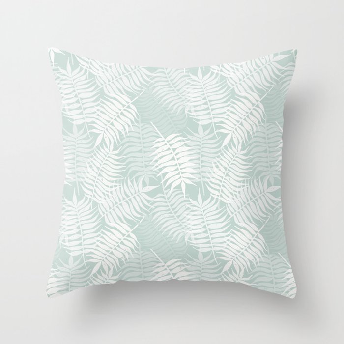 Palm Leaves . Soft Aqua Throw Pillow Gallery Image 6