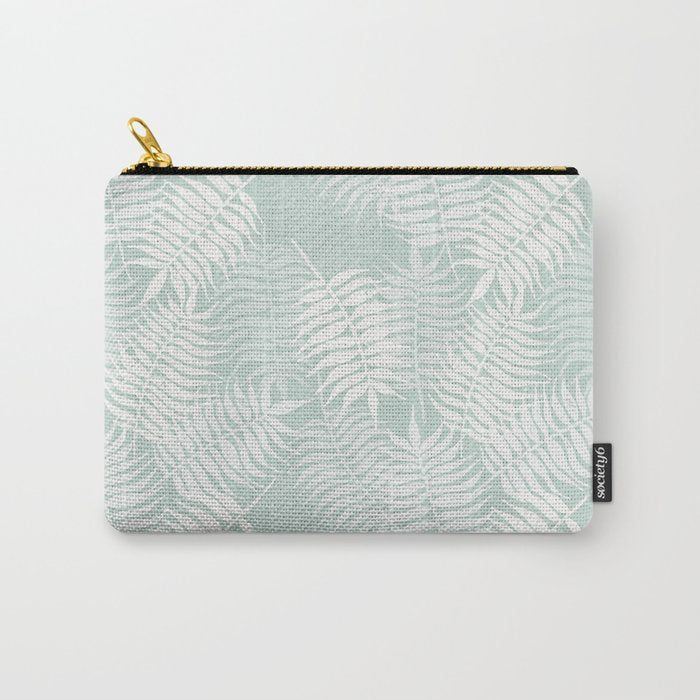 Palm Leaves . Soft Aqua Carry All Pouch Gallery Image 1