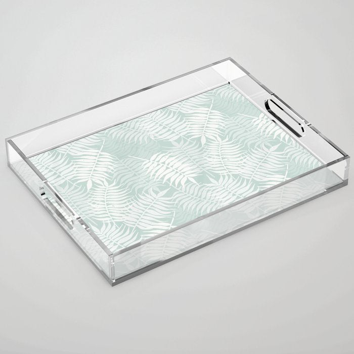 Palm Leaves . Soft Aqua Acrylic Tray Gallery Image 1