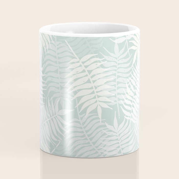 Palm Leaves . Soft Aqua Coffee Mug Gallery Image 4