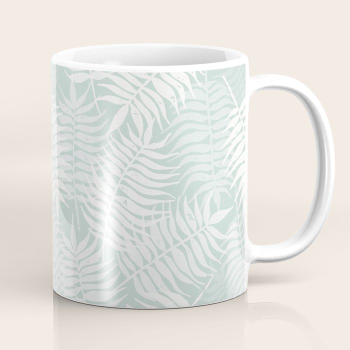 Palm Leaves . Soft Aqua Coffee Mug Gallery Image 1