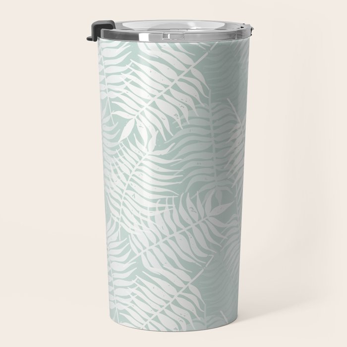 Palm Leaves . Soft Aqua Travel Mug Gallery Image 3