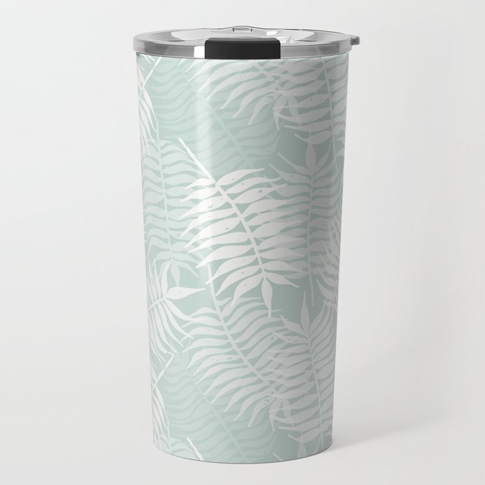 Palm Leaves . Soft Aqua Travel Mug Gallery Image 1