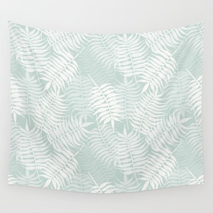 Palm Leaves . Soft Aqua Wall Tapestry Gallery Image 1