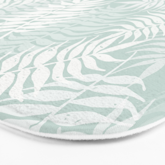 Palm Leaves . Soft Aqua Bath Mat Gallery Image 3