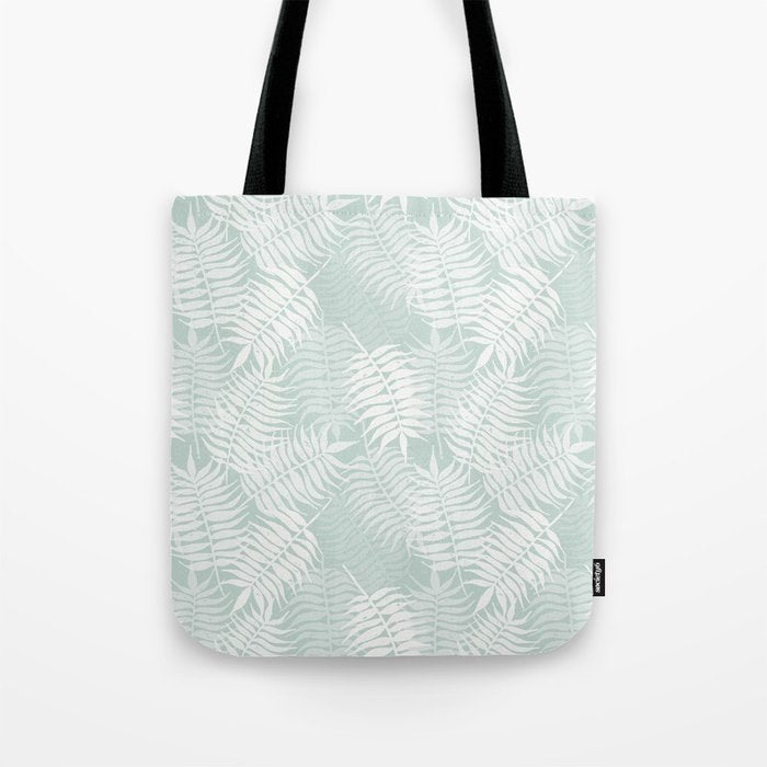 Palm Leaves . Soft Aqua Tote Bag Gallery Image 1