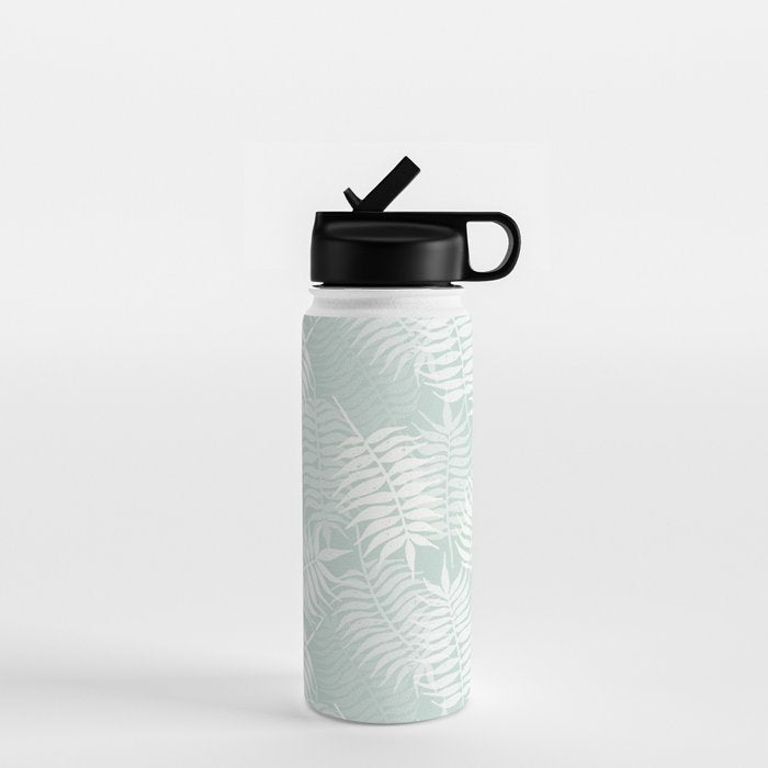 Palm Leaves . Soft Aqua Water Bottle Gallery Image 1