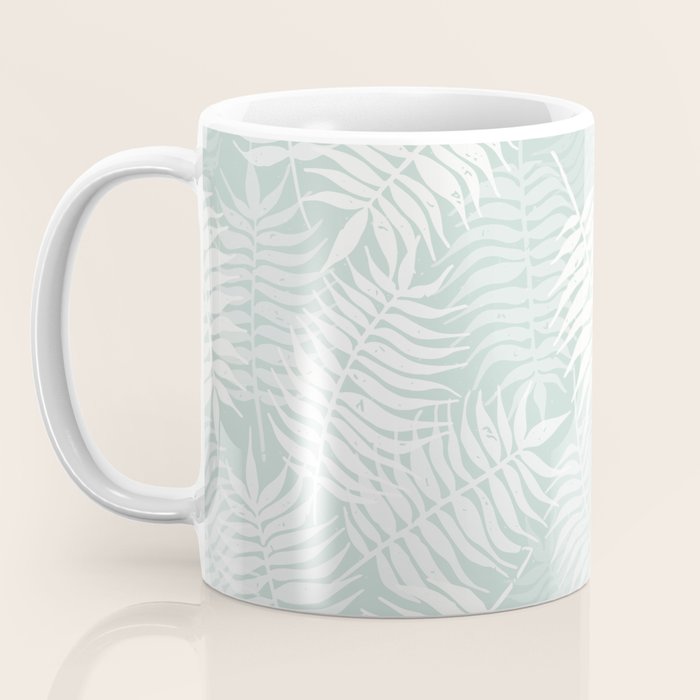 Palm Leaves . Soft Aqua Coffee Mug Gallery Image 3