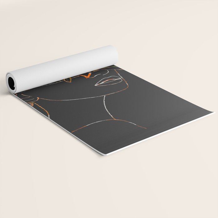 woman with flowers 8 Line Art Yoga Mat Gallery Image 2