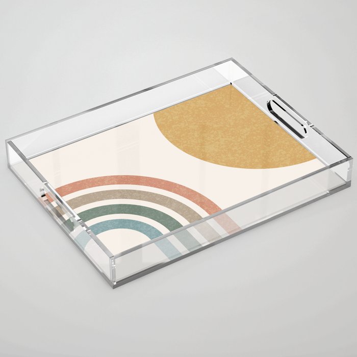 Mid Century Colorful Sun and Rainbow Acrylic Tray Gallery Image 1