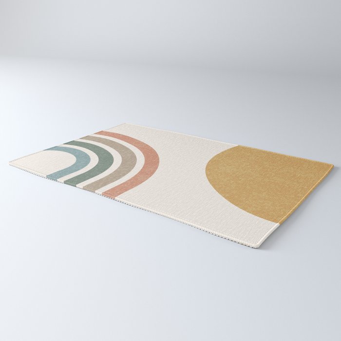 Mid Century Colorful Sun and Rainbow Rug Gallery Image 3