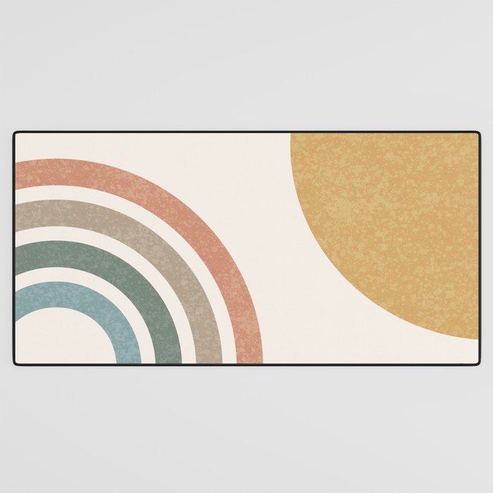 Mid Century Colorful Sun and Rainbow Desk Mat Gallery Image 3