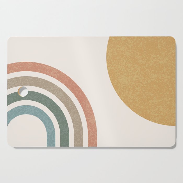 Mid Century Colorful Sun and Rainbow Cutting Board Gallery Image 1