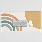 Mid Century Colorful Sun and Rainbow Desk Mat Gallery Image 1
