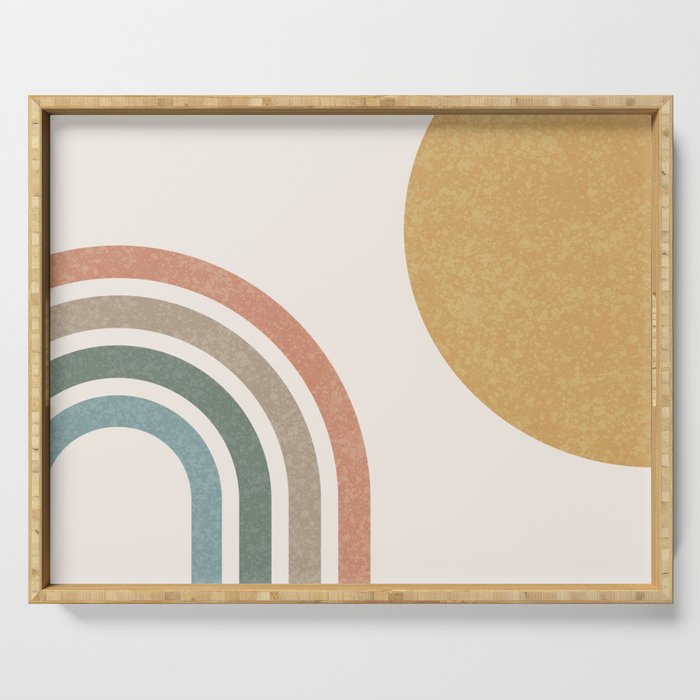 Mid Century Colorful Sun and Rainbow Serving Tray Gallery Image 1