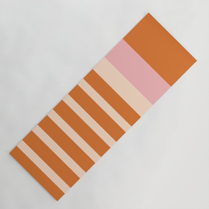 Mixed Stripe Pattern in Orange and Pink Yoga Mat Gallery Image 1