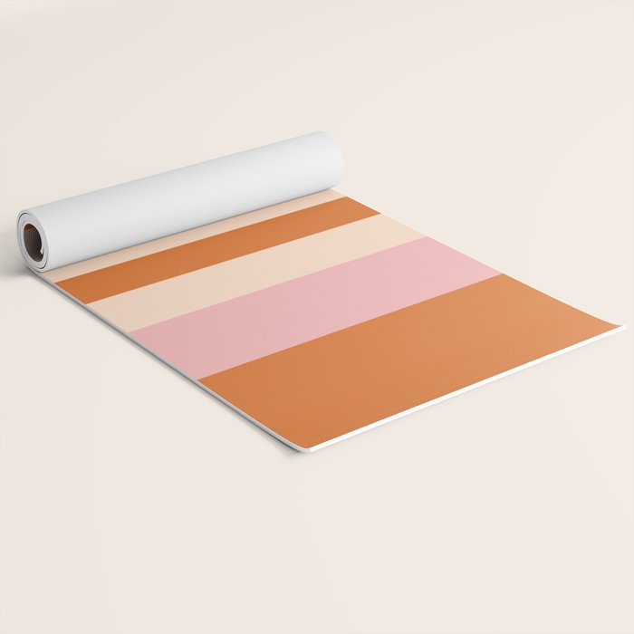 Mixed Stripe Pattern in Orange and Pink Yoga Mat Gallery Image 2